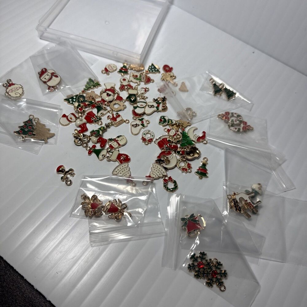 Christmas Colored Charms Container Lot